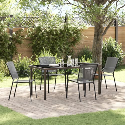 EMYRLXQW Outdoor-Sitzgelegenheit, Outdoor-Stühle, 5-teiliges Garten-Esszimmer-Set, Anthrazit-Stahl von EMYRLXQW