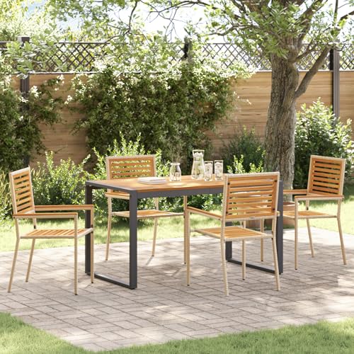 EMYRLXQW Outdoor-Sitzgelegenheit, Outdoor-Stühle, 5-teiliges Garten-Esszimmer-Set, Poly-Rattan-Akazie, Beige EMYRLXQW Outdoor-Sitzgelegenheit, Outdoor-Stühle, 5-teiliges Garten-Esszimmer-Set, Poly-Rattan-Akazie, Beige von EMYRLXQW