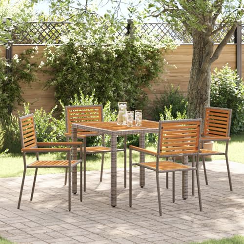 EMYRLXQW Outdoor-Sitzgelegenheit, Outdoor-Stühle, 5-teiliges Garten-Esszimmer-Set, Poly-Rattan-Akazie, Grau EMYRLXQW Outdoor-Sitzgelegenheit, Outdoor-Stühle, 5-teiliges Garten-Esszimmer-Set, Poly-Rattan-Akazie, Grau von EMYRLXQW