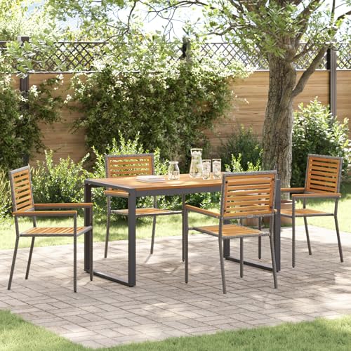 EMYRLXQW Outdoor-Sitzgelegenheit, Outdoor-Stühle, 5-teiliges Garten-Esszimmer-Set, Poly-Rattan-Akazie, Grau EMYRLXQW Outdoor-Sitzgelegenheit, Outdoor-Stühle, 5-teiliges Garten-Esszimmer-Set, Poly-Rattan-Akazie, Grau von EMYRLXQW
