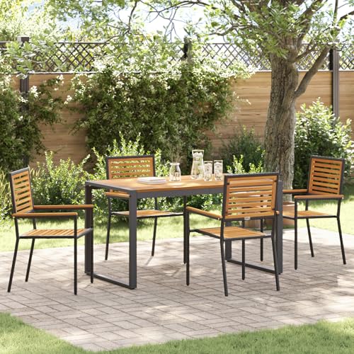 EMYRLXQW Outdoor-Sitzgelegenheit, Outdoor-Stühle, 5-teiliges Garten-Esszimmer-Set, Poly-Rattan-Akazie, Schwarz EMYRLXQW Outdoor-Sitzgelegenheit, Outdoor-Stühle, 5-teiliges Garten-Esszimmer-Set, Poly-Rattan-Akazie, Schwarz von EMYRLXQW