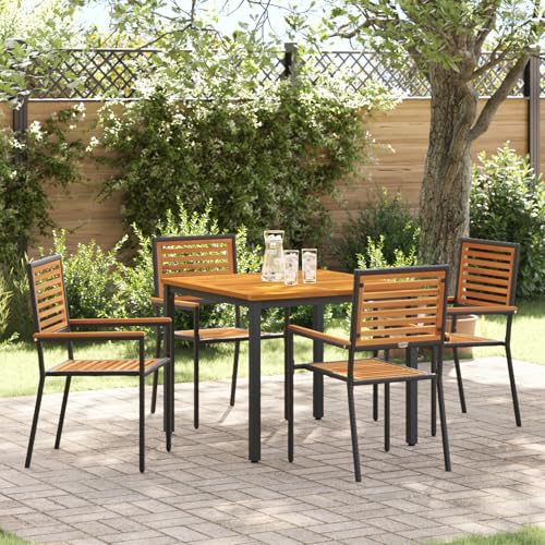 EMYRLXQW Outdoor-Sitzgelegenheit, Outdoor-Stühle, 5-teiliges Garten-Esszimmer-Set, Poly-Rattan-Akazie, Schwarz EMYRLXQW Outdoor-Sitzgelegenheit, Outdoor-Stühle, 5-teiliges Garten-Esszimmer-Set, Poly-Rattan-Akazie, Schwarz von EMYRLXQW