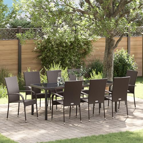 EMYRLXQW Outdoor-Sitzgelegenheit, Outdoor-Stühle, 5-teiliges Garten-Esszimmer-Set, braunes Polyrattan von EMYRLXQW