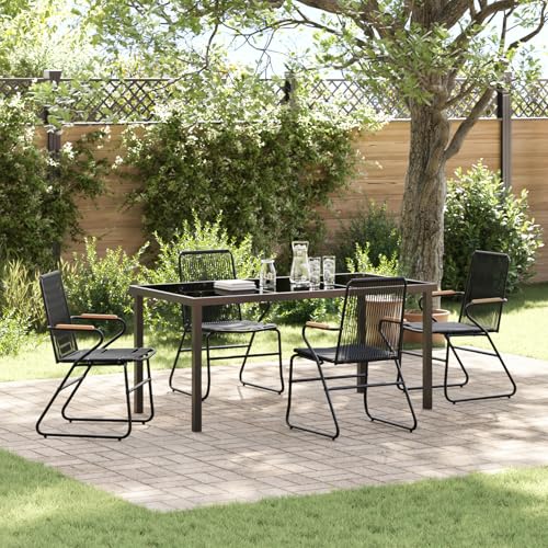 EMYRLXQW Outdoor-Sitzgelegenheit, Outdoor-Stühle, 5-teiliges Garten-Esszimmer-Set, schwarzes PVC-Rattan EMYRLXQW Outdoor-Sitzgelegenheit, Outdoor-Stühle, 5-teiliges Garten-Esszimmer-Set, schwarzes PVC-Rattan von EMYRLXQW