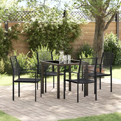 EMYRLXQW Outdoor-Sitzgelegenheit, Outdoor-Stühle, 5-teiliges Garten-Esszimmer-Set, schwarzes PVC-Rattan EMYRLXQW Outdoor-Sitzgelegenheit, Outdoor-Stühle, 5-teiliges Garten-Esszimmer-Set, schwarzes PVC-Rattan von EMYRLXQW