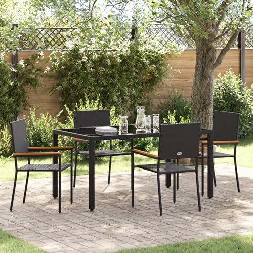 EMYRLXQW Outdoor-Sitzgelegenheit, Outdoor-Stühle, 5-teiliges Garten-Esszimmer-Set, schwarzes Poly-Rattan EMYRLXQW Outdoor-Sitzgelegenheit, Outdoor-Stühle, 5-teiliges Garten-Esszimmer-Set, schwarzes Poly-Rattan von EMYRLXQW