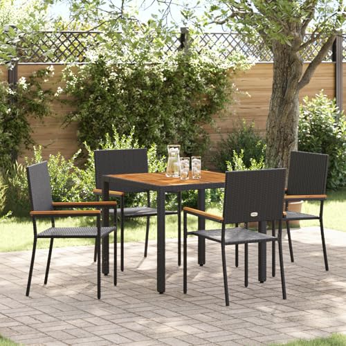 EMYRLXQW Outdoor-Sitzgelegenheit, Outdoor-Stühle, 5-teiliges Garten-Esszimmer-Set, schwarzes Poly-Rattan EMYRLXQW Outdoor-Sitzgelegenheit, Outdoor-Stühle, 5-teiliges Garten-Esszimmer-Set, schwarzes Poly-Rattan von EMYRLXQW