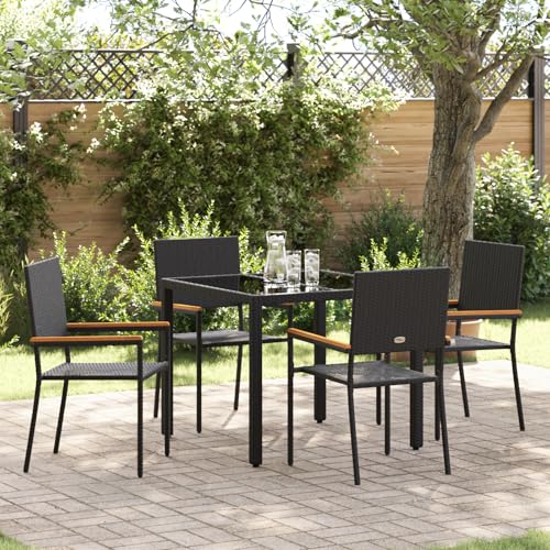 EMYRLXQW Outdoor-Sitzgelegenheit, Outdoor-Stühle, 5-teiliges Garten-Esszimmer-Set, schwarzes Poly-Rattan EMYRLXQW Outdoor-Sitzgelegenheit, Outdoor-Stühle, 5-teiliges Garten-Esszimmer-Set, schwarzes Poly-Rattan von EMYRLXQW
