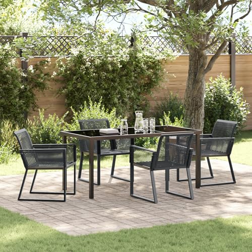 EMYRLXQW Outdoor-Sitzgelegenheit, Outdoor-Stühle, 5-teiliges Garten-Esszimmer-Set, schwarzes Poly-Rattan EMYRLXQW Outdoor-Sitzgelegenheit, Outdoor-Stühle, 5-teiliges Garten-Esszimmer-Set, schwarzes Poly-Rattan von EMYRLXQW