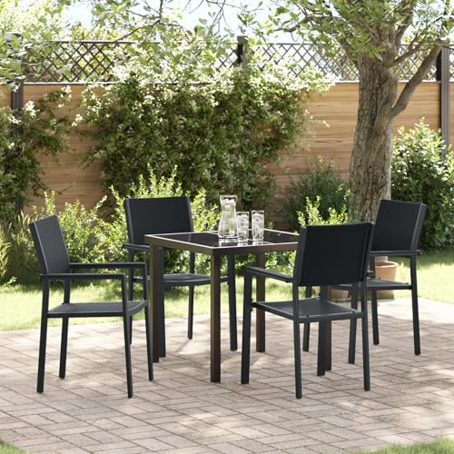 EMYRLXQW Outdoor-Sitzgelegenheit, Outdoor-Stühle, 5-teiliges Garten-Esszimmer-Set, schwarzes Poly-Rattan EMYRLXQW Outdoor-Sitzgelegenheit, Outdoor-Stühle, 5-teiliges Garten-Esszimmer-Set, schwarzes Poly-Rattan von EMYRLXQW