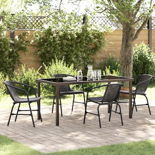 EMYRLXQW Outdoor-Sitzgelegenheit, Outdoor-Stühle, 5-teiliges Garten-Esszimmer-Set, schwarzes Poly-Rattan EMYRLXQW Outdoor-Sitzgelegenheit, Outdoor-Stühle, 5-teiliges Garten-Esszimmer-Set, schwarzes Poly-Rattan von EMYRLXQW