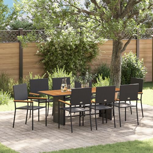 EMYRLXQW Outdoor-Sitzgelegenheit, Outdoor-Stühle, 9-teiliges Garten-Esszimmer-Set, schwarzes Polyrattan EMYRLXQW Outdoor-Sitzgelegenheit, Outdoor-Stühle, 9-teiliges Garten-Esszimmer-Set, schwarzes Polyrattan von EMYRLXQW