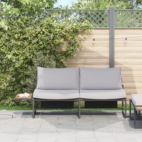 EMYRLXQW Outdoor-Sitzgruppe, Outdoor-Sofas, 2-Sitzer-Gartensofa mit hellgrauen Kissen von EMYRLXQW