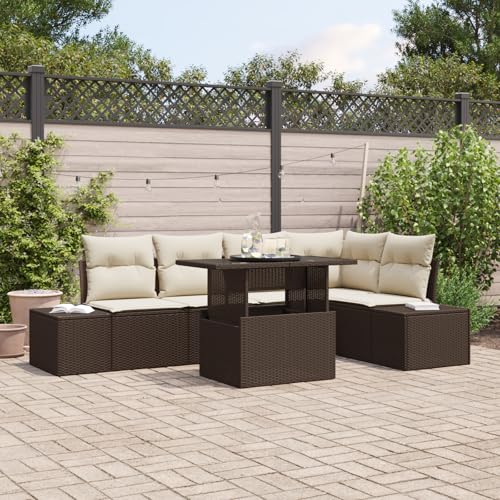EMYRLXQW Outdoor-Sitzgruppe, Outdoor-Sofas, 6-teiliges Gartensofa-Set mit Kissen, braunes Polyrattan EMYRLXQW Outdoor-Sitzgruppe, Outdoor-Sofas, 6-teiliges Gartensofa-Set mit Kissen, braunes Polyrattan von EMYRLXQW