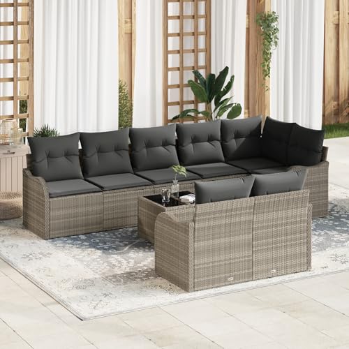 EMYRLXQW Outdoor-Sitzgruppe, Outdoor-Sofas, 9-teiliges Gartensofa-Set mit Kissen, graues Polyrattan EMYRLXQW Outdoor-Sitzgruppe, Outdoor-Sofas, 9-teiliges Gartensofa-Set mit Kissen, graues Polyrattan von EMYRLXQW