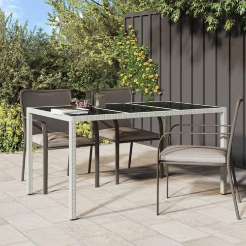EMYRLXQW Outdoor Tisch Gartentisch 150x90x75cm Hartglas und Polyrattan weiß EMYRLXQW Outdoor Tisch Gartentisch 150x90x75cm Hartglas und Polyrattan weiß von EMYRLXQW