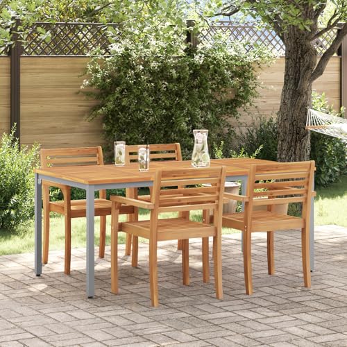 EMYRLXQW Outdoor Tisch Gartentisch 180x90x75cm Akazienholz massiv und Metall von EMYRLXQW