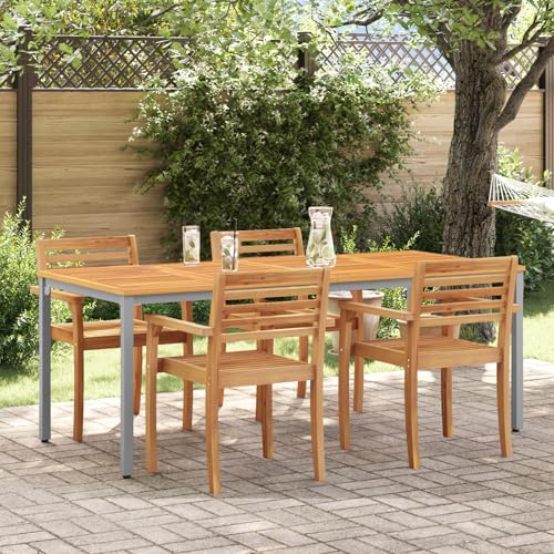EMYRLXQW Outdoor Tisch Gartentisch 200x90x75cm Akazienholz massiv und Metall von EMYRLXQW
