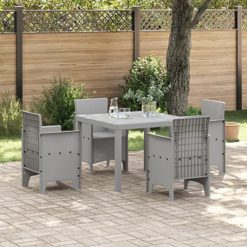 EMYRLXQW Outdoor Tisch Gartentisch Hellgrau 100x100x73cm Polyrattan von EMYRLXQW