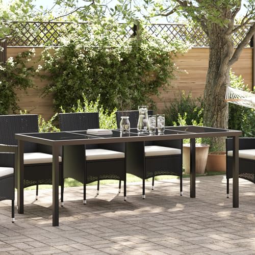 EMYRLXQW Outdoor Tisch Gartentisch Schwarz 200x80x73cm gehärtetes Glas EMYRLXQW Outdoor Tisch Gartentisch Schwarz 200x80x73cm gehärtetes Glas von EMYRLXQW