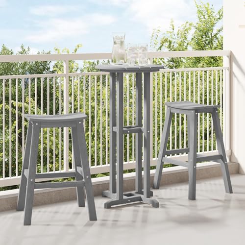 EMYRLXQW Outdoor Tische - 3-teiliges Gartenbar-Set, hellgrau, HDPE von EMYRLXQW