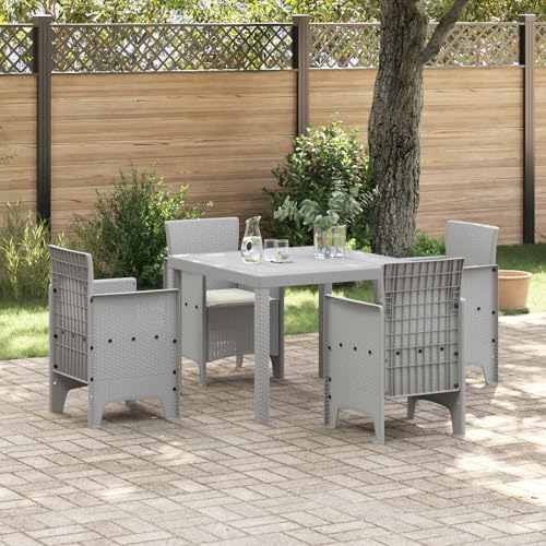 EMYRLXQW Outdoor-Tische - 5-teiliges Garten-Ess-Set mit Kissen, hellgrau, Polyrattan EMYRLXQW Outdoor-Tische - 5-teiliges Garten-Ess-Set mit Kissen, hellgrau, Polyrattan von EMYRLXQW
