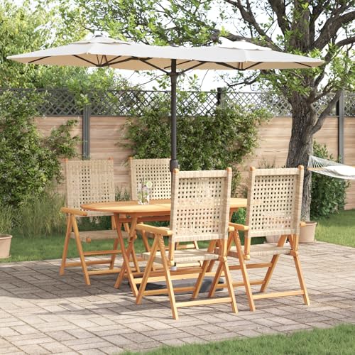 EMYRLXQW Outdoor Tische - 5-teiliges Garten-Essgruppe in Beige mit massivem Akazienholz und Polyrattan EMYRLXQW Outdoor Tische - 5-teiliges Garten-Essgruppe in Beige mit massivem Akazienholz und Polyrattan von EMYRLXQW