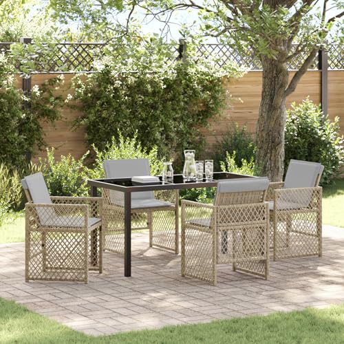 EMYRLXQW Outdoor-Tische für den Außenbereich, 5-teiliges Garten-Ess-Set mit Kissen, Beige, Polyrattan EMYRLXQW Outdoor-Tische für den Außenbereich, 5-teiliges Garten-Ess-Set mit Kissen, Beige, Polyrattan von EMYRLXQW