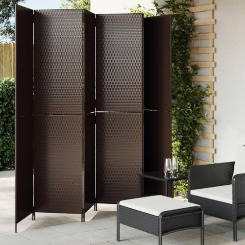 EMYRLXQW Raumteiler Raumteiler 6 Paneele braun Poly Rattan von EMYRLXQW