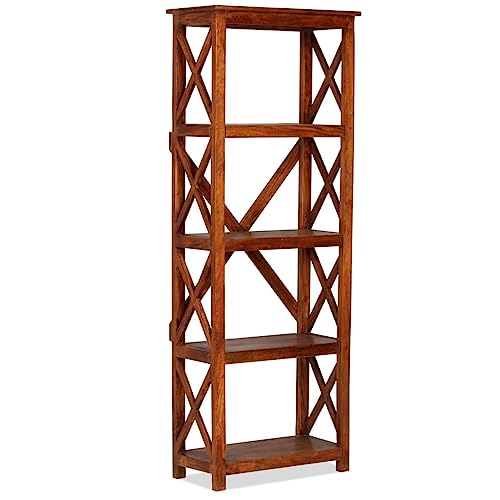 EMYRLXQW Regal-Bücherregale & Standregale Bücherregal Massivholz Akazienholz-Finish 60x30x160cm von EMYRLXQW