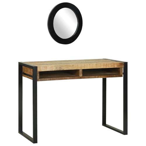 EMYRLXQW Schminktisch mit Spiegel 100x50x75 cm Massivholz Rohholz Mango von EMYRLXQW