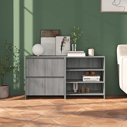 EMYRLXQW Schränke und Aufbewahrung, Buffets und Sideboards, 2-teiliges Sideboard, Grau, Sonoma, Holzwerkstoff von EMYRLXQW
