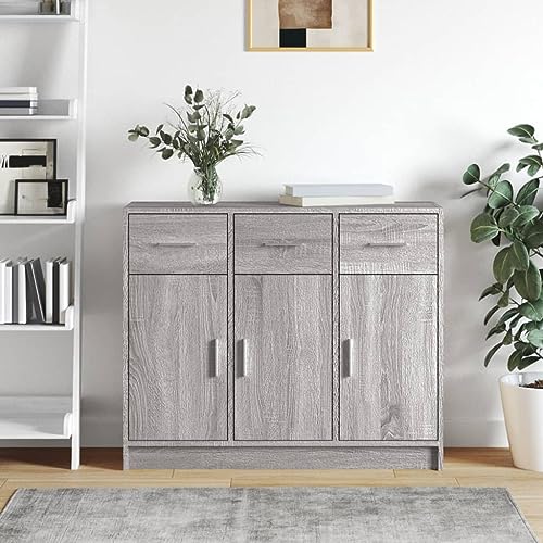 EMYRLXQW Schränke & Aufbewahrung, Buffets & Sideboards-Sideboard Grau Sonoma 91x28x75cm Holzwerkstoff von EMYRLXQW