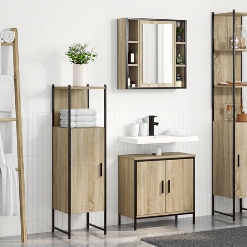 EMYRLXQW Schränke und Aufbewahrung, Waschtischunterschrank, Badezimmer-Waschtischunterschrank, 3-teiliges Badezimmermöbel-Set, Sonoma-Eiche, Holzwerkstoff EMYRLXQW Schränke und Aufbewahrung, Waschtischunterschrank, Badezimmer-Waschtischunterschrank, 3-teiliges Badezimmermöbel-Set, Sonoma-Eiche, Holzwerkstoff von EMYRLXQW