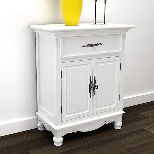 EMYRLXQW Schränke & Aufbewahrung-Buffets & Sideboards-Holzschrank mit 2 Türen, 1 Schublade, Weiß von EMYRLXQW