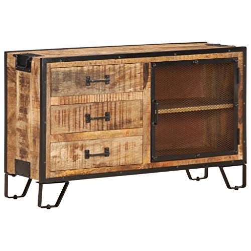EMYRLXQW Schränke & Aufbewahrung-Buffets & Sideboards-Sideboard 100x31x60 cm massives raues Mangoholz von EMYRLXQW