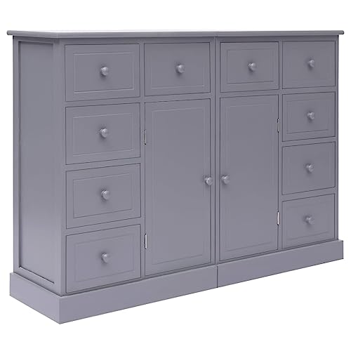 EMYRLXQW Schränke & Aufbewahrung-Buffets & Sideboards Sideboard mit 10 Schubladen Grau 113x30x79cm Holz von EMYRLXQW