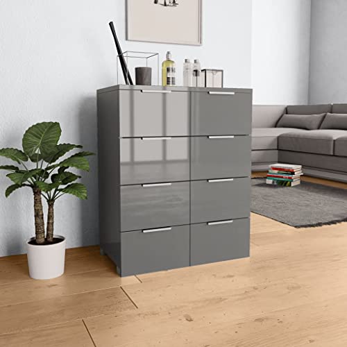 EMYRLXQW Schränke & Aufbewahrung-Kommode Sideboard Hochglanz Grau 60x35x80 cm Holzwerkstoff von EMYRLXQW