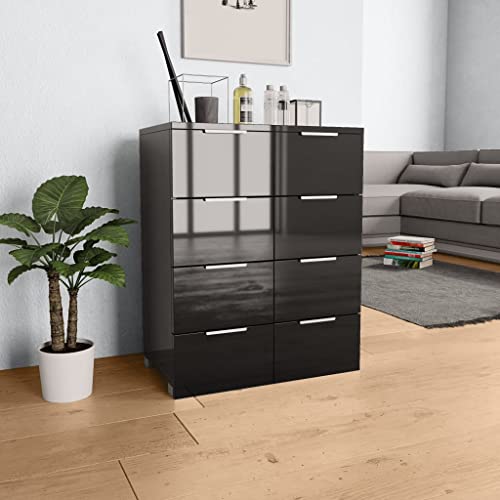 EMYRLXQW Schränke & Aufbewahrung-Kommode Sideboard Hochglanz Schwarz 60x35x80 cm Holzwerkstoff von EMYRLXQW