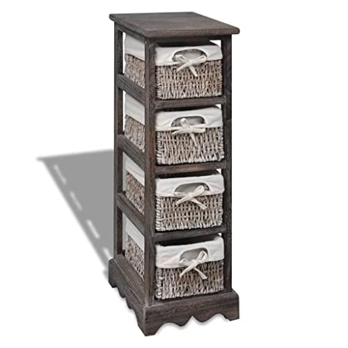 EMYRLXQW Schränke & Aufbewahrungsschränke & Schließfächer, Aufbewahrungsregal aus Holz, 4 Flechtkörbe, Braun EMYRLXQW Schränke & Aufbewahrungsschränke & Schließfächer, Aufbewahrungsregal aus Holz, 4 Flechtkörbe, Braun von EMYRLXQW