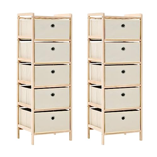 EMYRLXQW Schränke & Aufbewahrungsschränke & Schließfächer, Lagerregale mit 5 Stoffkörben, 2 Stück, Beige Zedernholz von EMYRLXQW
