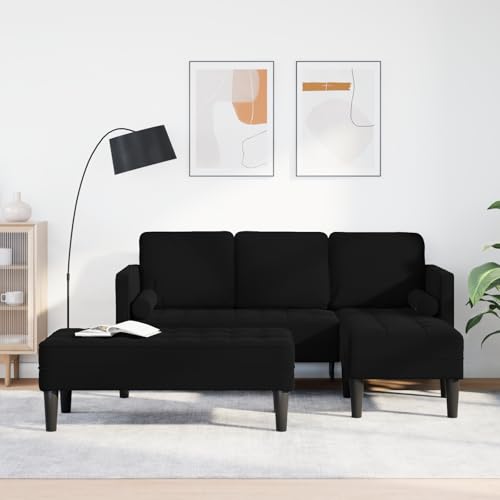EMYRLXQW Sofas-Gartensofa mit Bank und Kissen L-Form aus schwarzem Samt EMYRLXQW Sofas-Gartensofa mit Bank und Kissen L-Form aus schwarzem Samt von EMYRLXQW