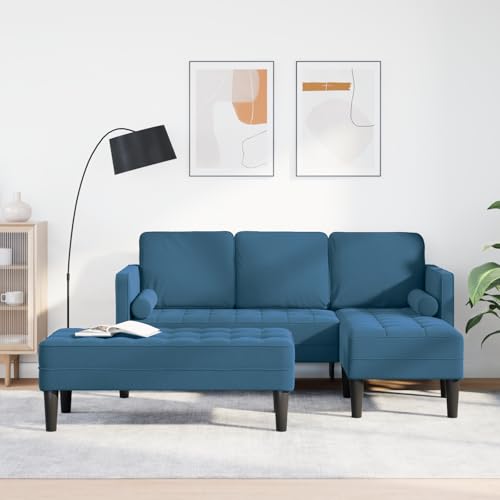 EMYRLXQW Sofas-Gartensofa mit Bank und Kissen L-Form blauer Samt EMYRLXQW Sofas-Gartensofa mit Bank und Kissen L-Form blauer Samt von EMYRLXQW