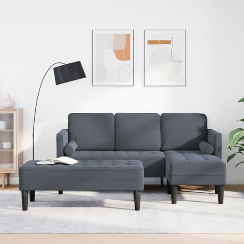 EMYRLXQW Sofas-Gartensofa mit Bank und Kissen L-Form dunkelgrauer Samt EMYRLXQW Sofas-Gartensofa mit Bank und Kissen L-Form dunkelgrauer Samt von EMYRLXQW
