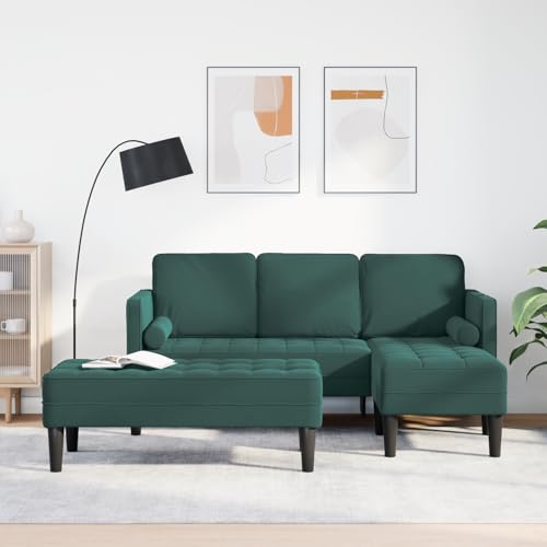 EMYRLXQW Sofas-Gartensofa mit Bank und Kissen L-Form dunkelgrüner Samt EMYRLXQW Sofas-Gartensofa mit Bank und Kissen L-Form dunkelgrüner Samt von EMYRLXQW