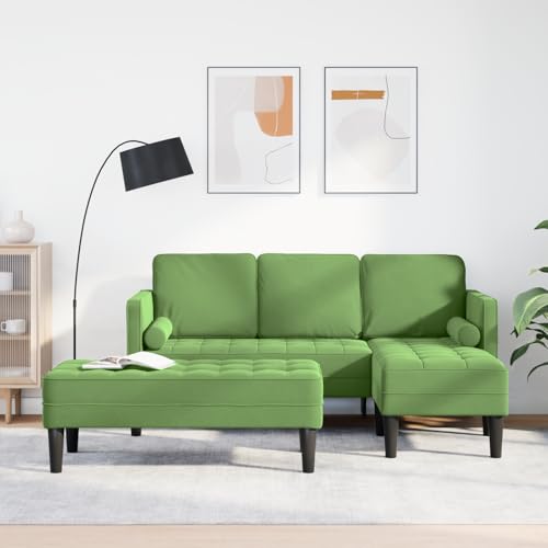 EMYRLXQW Sofas-Gartensofa mit Bank und Kissen L-Form hellgrüner Samt EMYRLXQW Sofas-Gartensofa mit Bank und Kissen L-Form hellgrüner Samt von EMYRLXQW