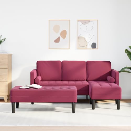 EMYRLXQW Sofas-Gartensofa mit Bank und Kissen L-Form weinroter Samt EMYRLXQW Sofas-Gartensofa mit Bank und Kissen L-Form weinroter Samt von EMYRLXQW