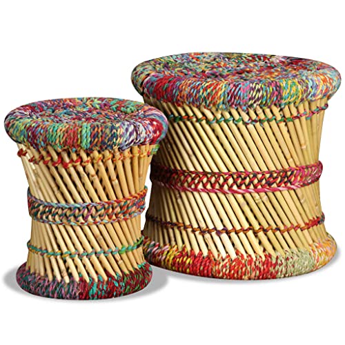 EMYRLXQW Stühle Klappstühle & Hocker, Hocker mit Chindi-Details, 2 Stück, mehrfarbig, Bambusstühle, Klappstühle & Hocker EMYRLXQW Stühle Klappstühle & Hocker, Hocker mit Chindi-Details, 2 Stück, mehrfarbig, Bambusstühle, Klappstühle & Hocker von EMYRLXQW