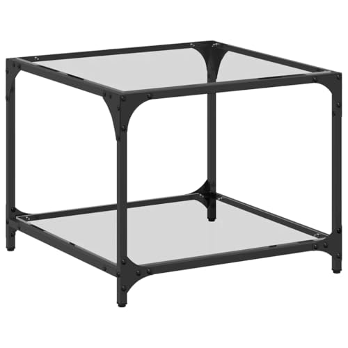 EMYRLXQW Tische, Akzenttische, Couchtische, Couchtisch mit transparenter Glasplatte, 50 x 50 x 40 cm, Stahl von EMYRLXQW