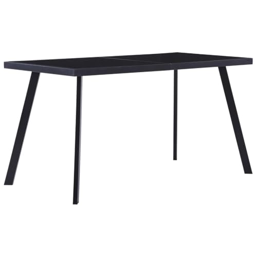 EMYRLXQW Tische, Küchen- und Esszimmertische, Esstisch, Schwarz, 140 x 70 x 75 cm, gehärtetes Glas von EMYRLXQW